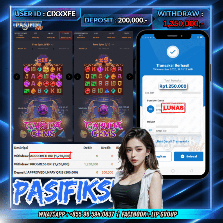 PASIFIKSLOT JACKPOT GARUDA GEMS Rp.1,250,000,- LUNAS!