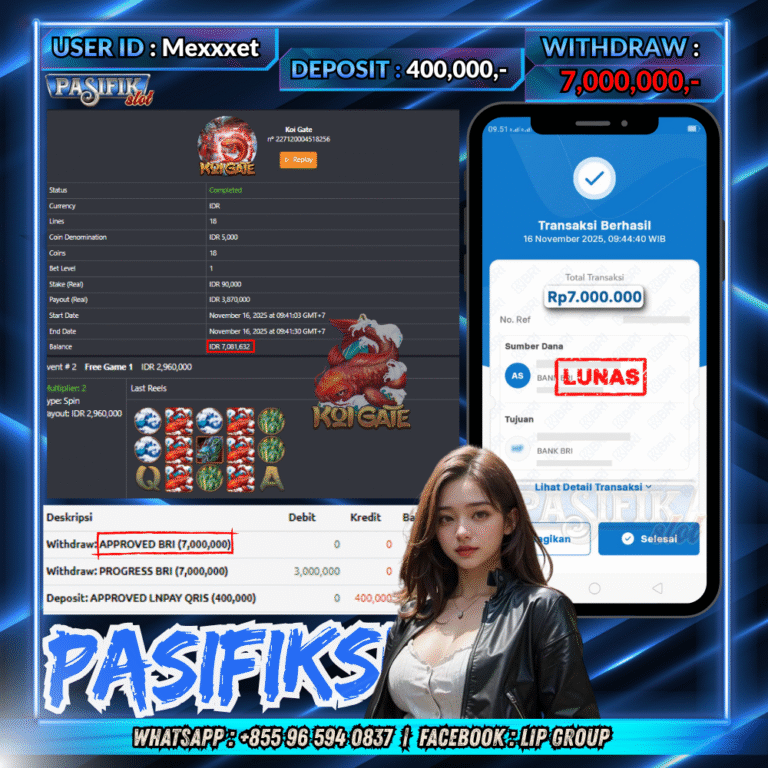 PASIFIKSLOT JACKPOT KOI GATE Rp.7,000,000,- LUNAS!