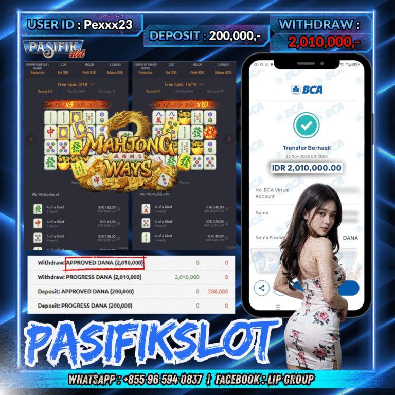 PASIFIKSLOT JACKPOT MAHJONG WAYS Rp.2,010,000,- LUNAS!