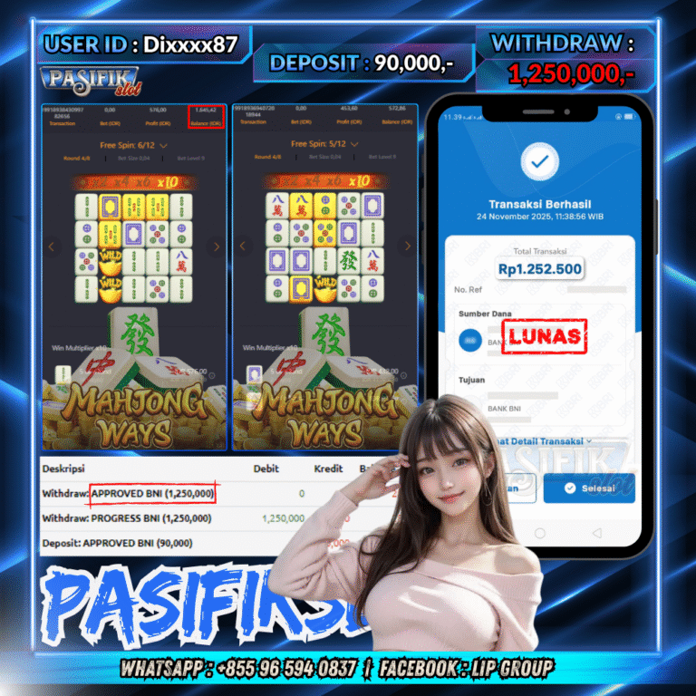 PASIFIKSLOT JACKPOT MAHJONG WAYS Rp.1,250,000,- LUNAS!