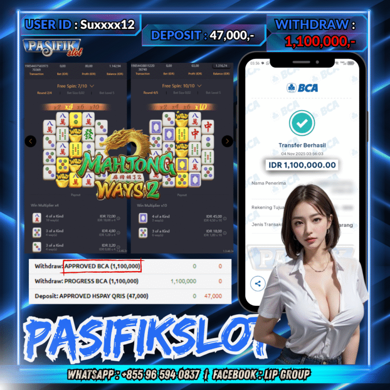 PASIFIKSLOT JACKPOT MAHJONG WAYS 2 Rp.1,100,000,- LUNAS!