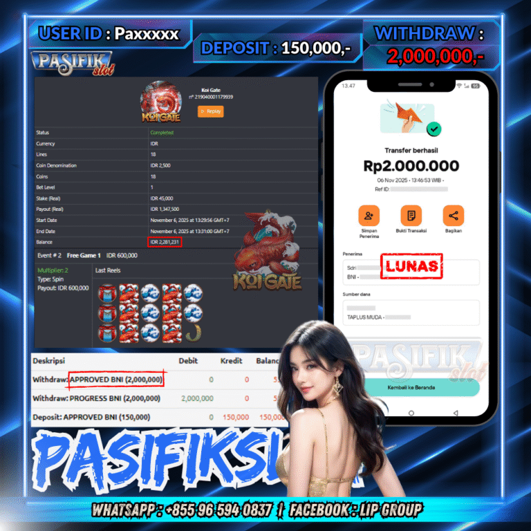 PASIFIKSLOT JACKPOT KOI GATE Rp.2,000,000,- LUNAS!