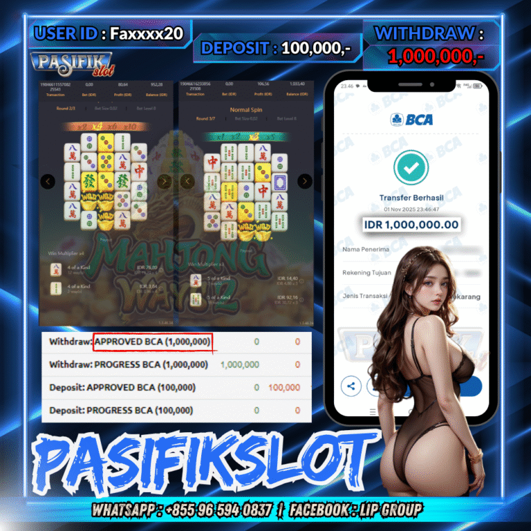 PASIFIKSLOT JACKPOT MAHJONG WAYS 2 Rp.1,000,000,- LUNAS!