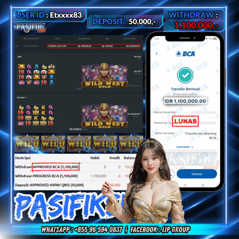 PASIFIKSLOT JACKPOT WILD WEST GOLD Rp.1,100,000,- LUNAS!