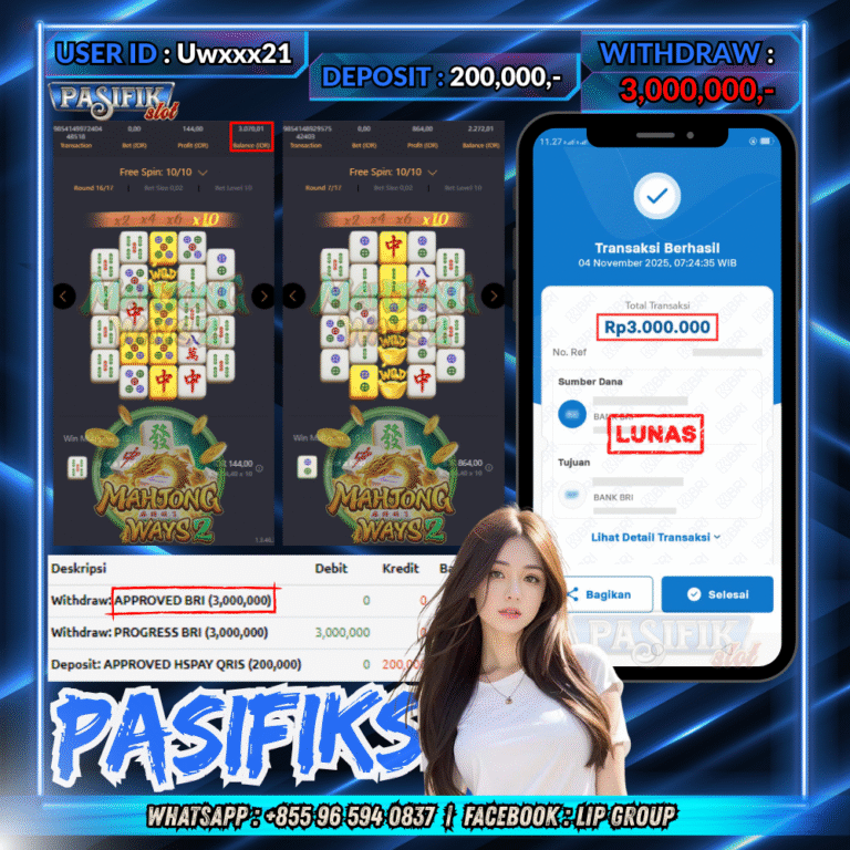 PASIFIKSLOT JACKPOT MAHJONG WAYS 2 Rp.3,000,000,- LUNAS!
