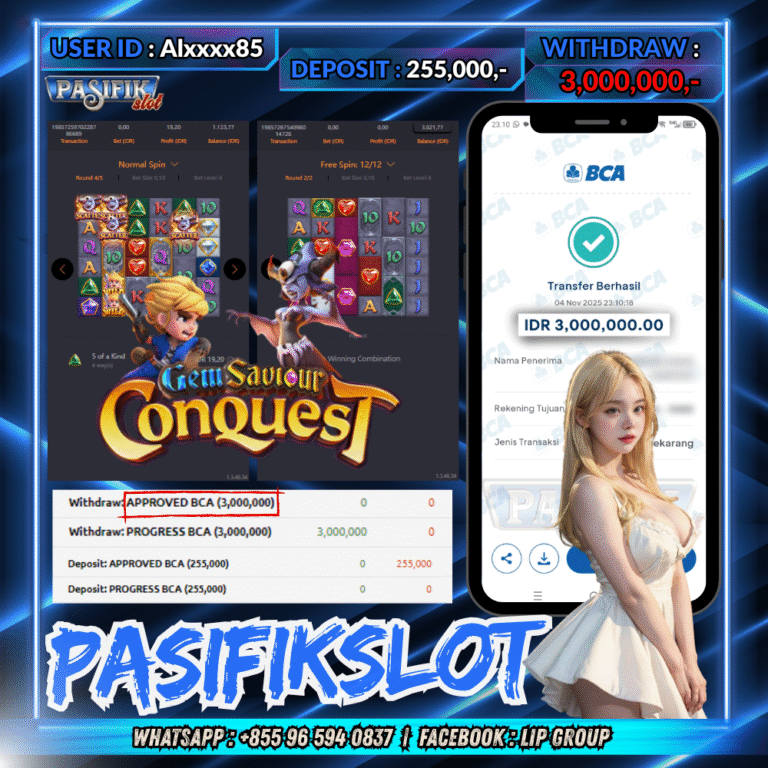 PASIFIKSLOT JACKPOT GEM SAVIOUR CONQUEST Rp.3,000,000,- LUNAS!
