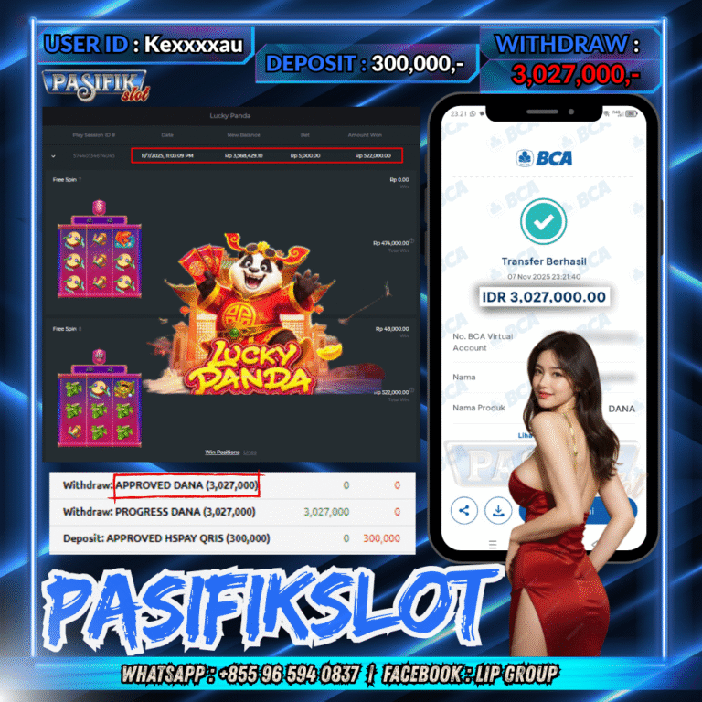 PASIFIKSLOT JACKPOT LUCKY PANDA Rp.3,027,000,- LUNAS!