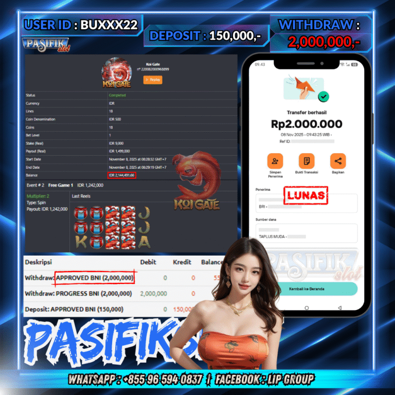 PASIFIKSLOT JACKPOT KOI GATE Rp.2,000,000,- LUNAS!