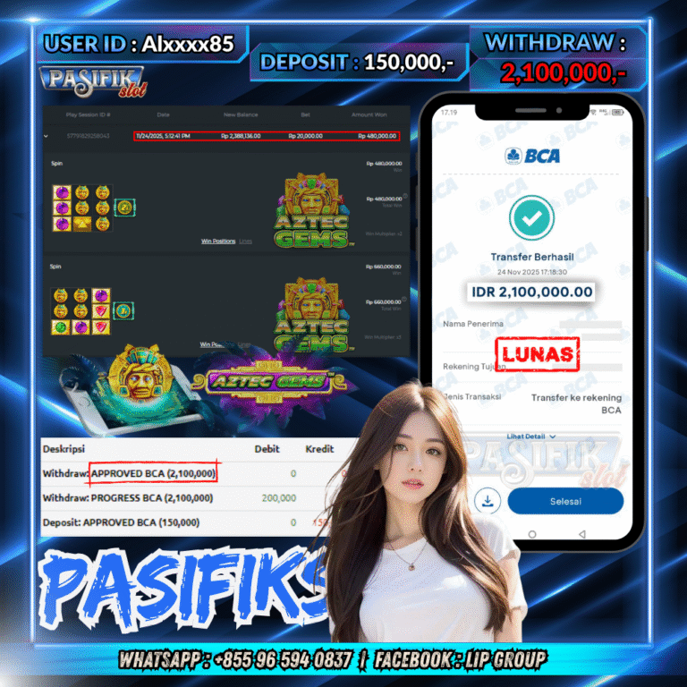 PASIFIKSLOT JACKPOT AZTEC GEMS Rp.2,100,000,- LUNAS!