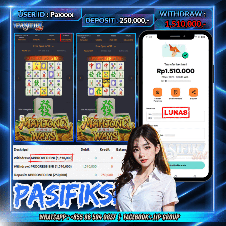 PASIFIKSLOT JACKPOT MAHJONG WAYS Rp.1,510,000,- LUNAS!