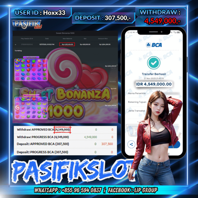 PASIFIKSLOT JACKPOT SWEET BONANZA 1000 Rp.4,549,000,- LUNAS!