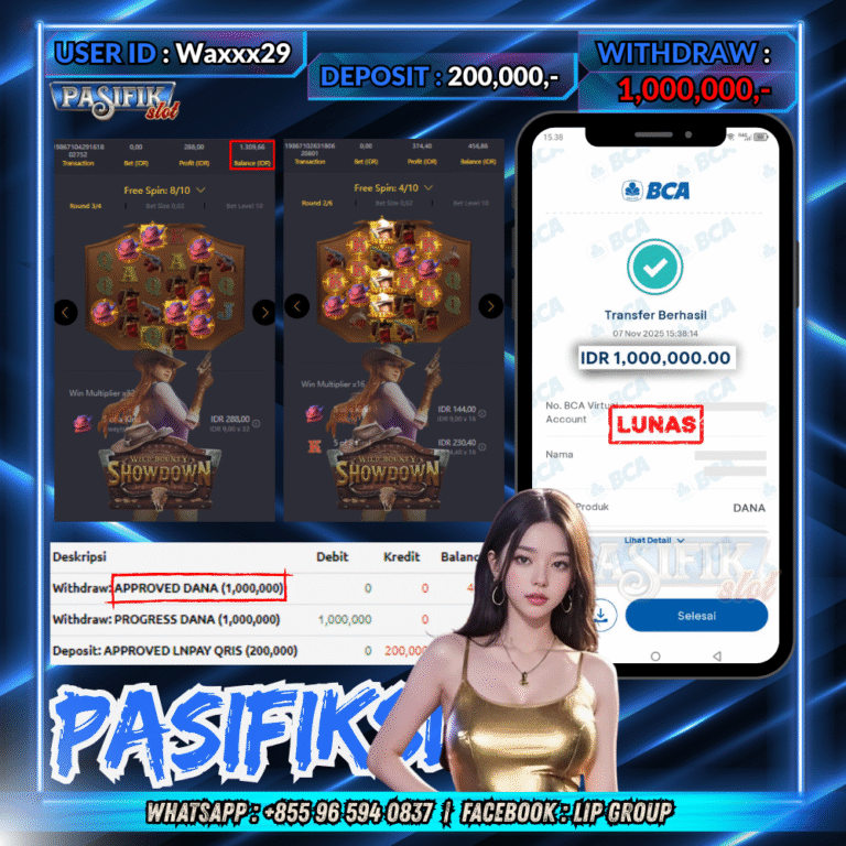 PASIFIKSLOT JACKPOT WILD BOUNTY SHOWDOWN Rp.1,000,000,- LUNAS!