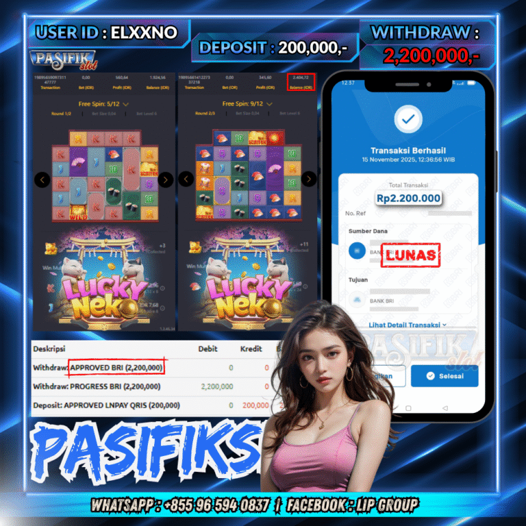 PASIFIKSLOT JACKPOT LUCKY NEKO Rp.2,200,000,- LUNAS!