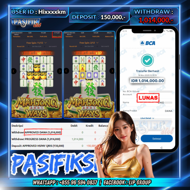 PASIFIKSLOT JACKPOT MAHJONG WAYS Rp.1,014,000,- LUNAS!