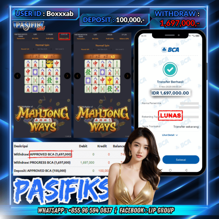 PASIFIKSLOT JACKPOT MAHJONG WAYS Rp.1,697,000,- LUNAS!