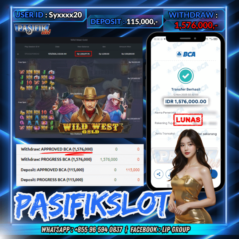 PASIFIKSLOT JACKPOT WILD WEST GOLD Rp.1,576,000,- LUNAS!