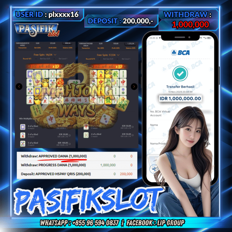 PASIFIKSLOT JACKPOT MAHJONG WAYS Rp.1,000,000,- LUNAS!