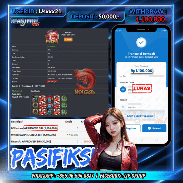 PASIFIKSLOT JACKPOT KOI GATE Rp.1,100,000,- LUNAS!