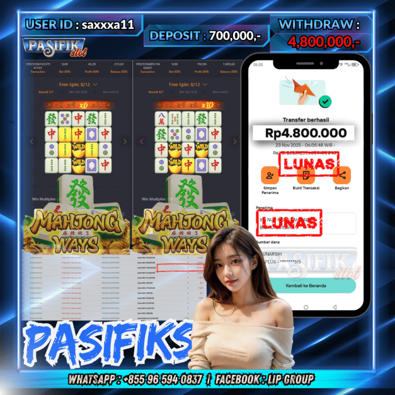 PASIFIKSLOT JACKPOT MAHJONG WAYS Rp.4,800,000,- LUNAS!