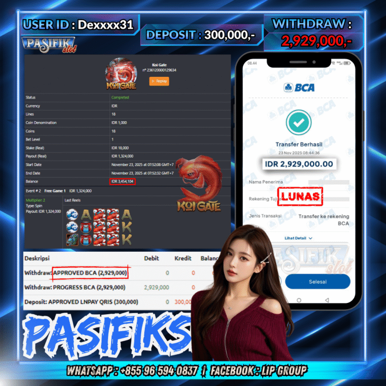 PASIFIKSLOT JACKPOT HABANERO KOI GATE Rp.2,929,000,- LUNAS!