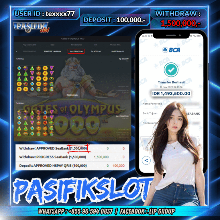 PASIFIKSLOT JACKPOT GATES OF OLYMPUS 1000 Rp.1,500,000,- LUNAS!