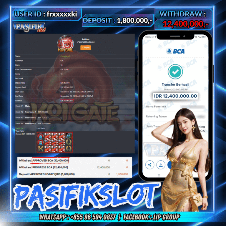 PASIFIKSLOT JACKPOT KOI GATE Rp.12,400,000,- LUNAS!