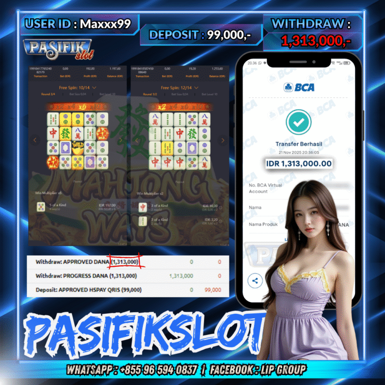 PASIFIKSLOT JACKPOT MAHJONG WAYS Rp.1,313,000,- LUNAS!