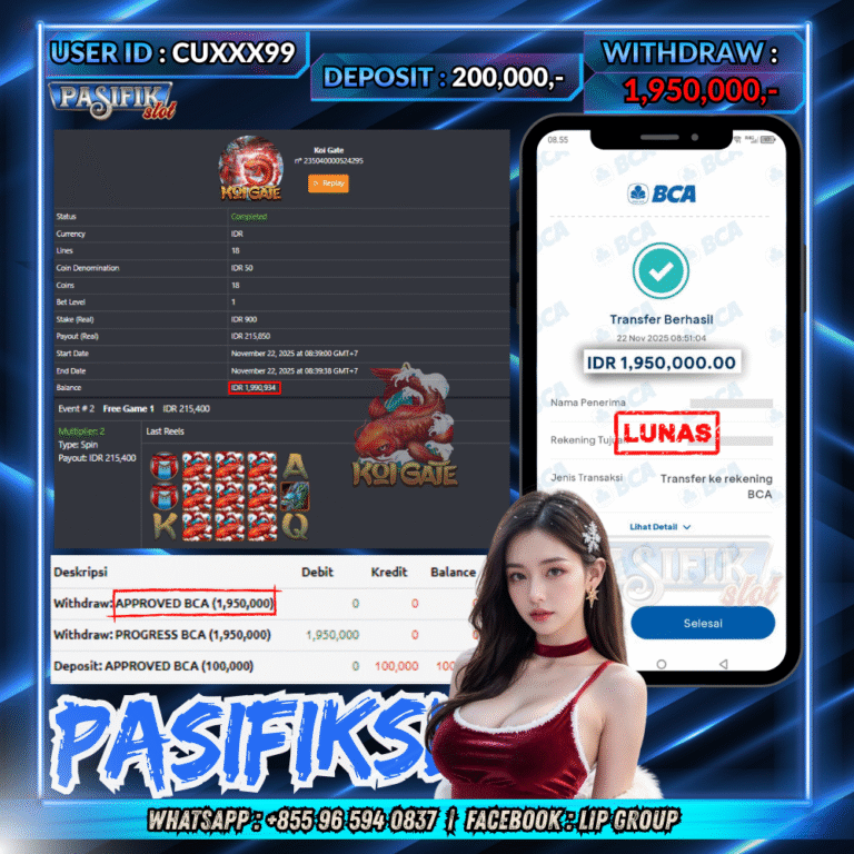 PASIFIKSLOT JACKPOT HABANERO KOI GATE Rp.1,950,000,- LUNAS!