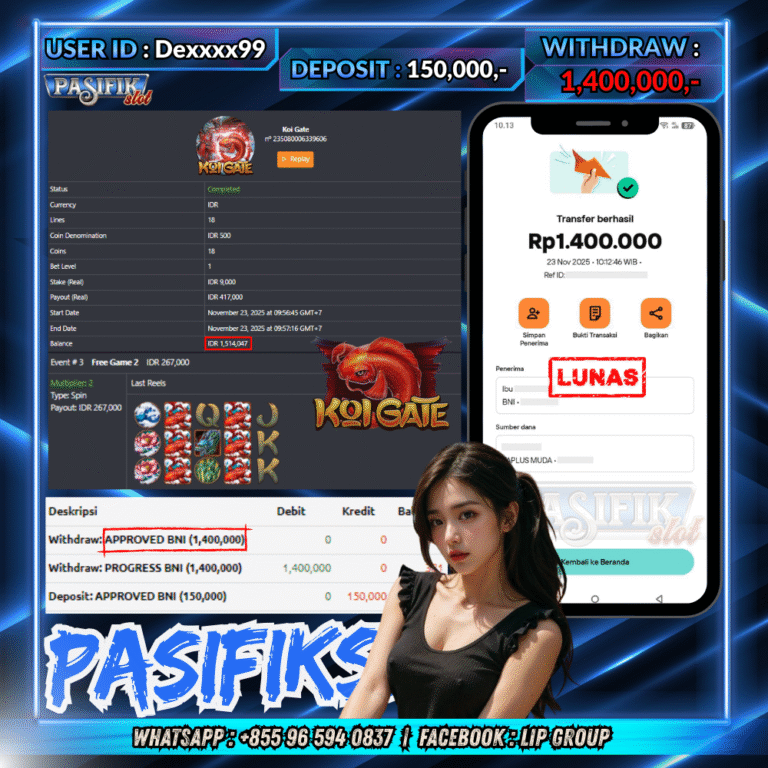 PASIFIKSLOT JACKPOT HABANERO KOI GATE Rp.1,400,000,- LUNAS!