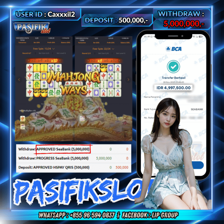 PASIFIKSLOT JACKPOT MAHJONG WAYS Rp.5,000,000,- LUNAS!