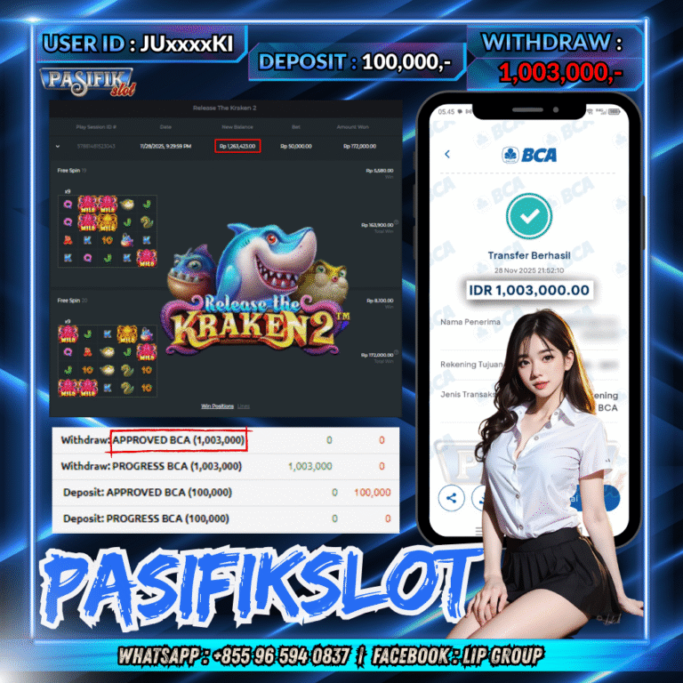 PASIFIKSLOT JACKPOT RELEASE THE KRAKEN 2 Rp.1,003,000,- LUNAS!