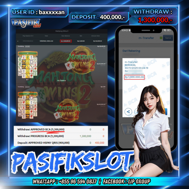 PASIFIKSLOT JACKPOT MAHJONG WINS 2 Rp.,1,300,000,- LUNAS!