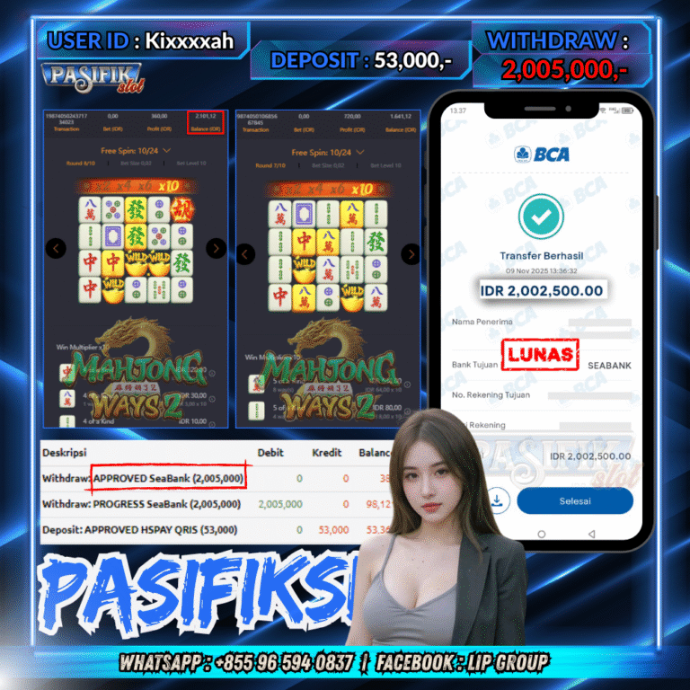 PASIFIKSLOT JACKPOT MAHJONG WAYS 2 Rp.2,005,000,- LUNAS!