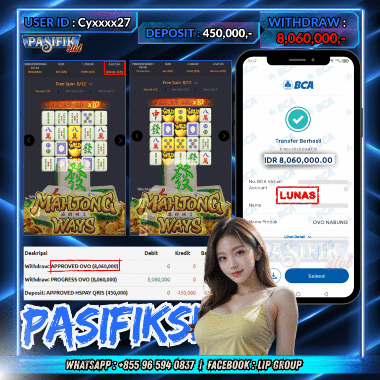 PASIFIKSLOT JACKPOT MAHJONG WAYS Rp.8,060,000,- LUNAS!