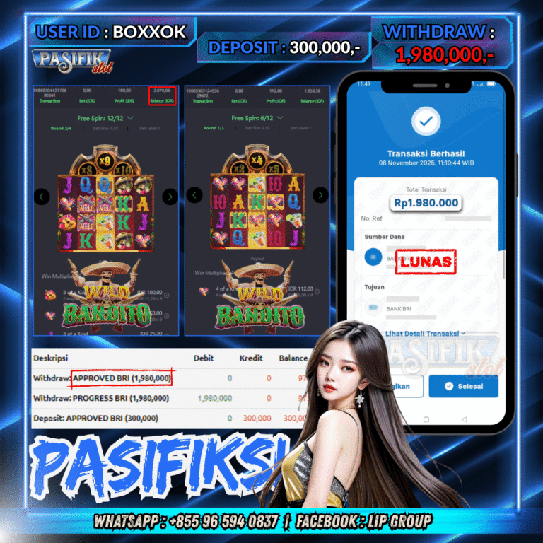 PASIFIKSLOT JACKPOT WILD BANDITO Rp.1,980,000,- LUNAS!