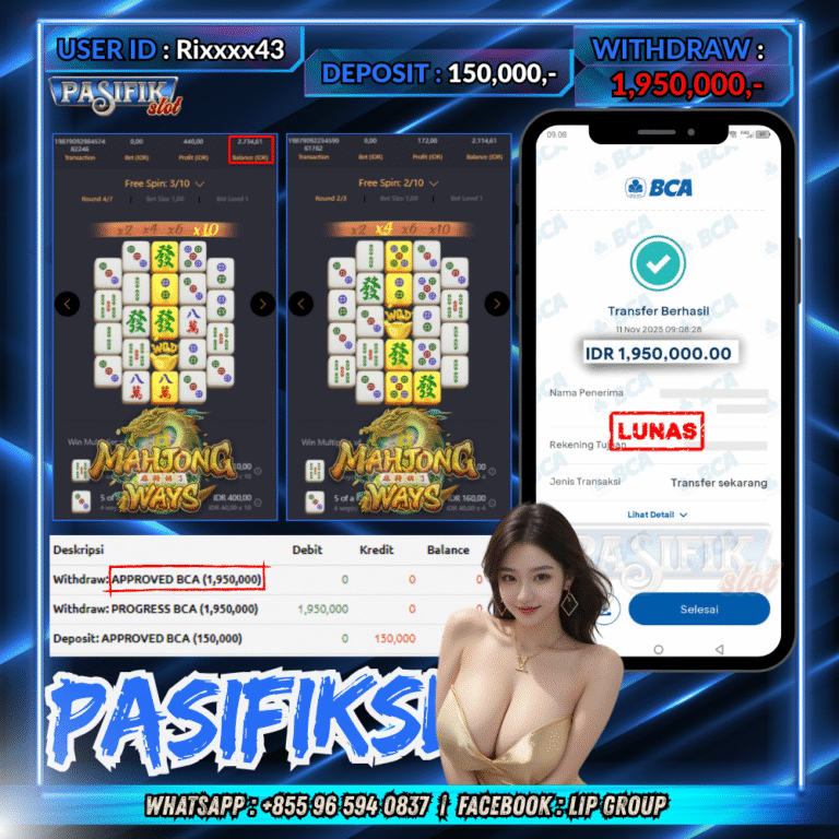 PASIFIKSLOT JACKPOT MAHJONG WAYS Rp.1,950,000,- LUNAS!