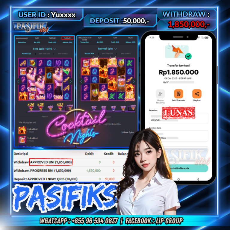 PASIFIKSLOT JACKPOT PG SOFT COCKTAIL NITE Rp.1,850,000,-LUNAS!