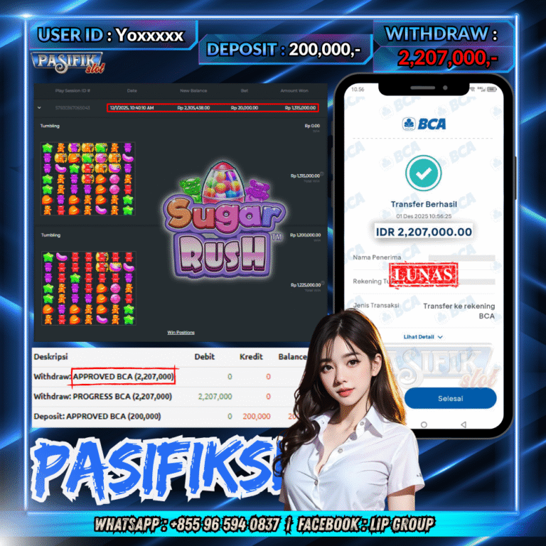 PASIFIKSLOT JACKPOT SUGAR RUSH Rp.,2,207,000,- LUNAS!