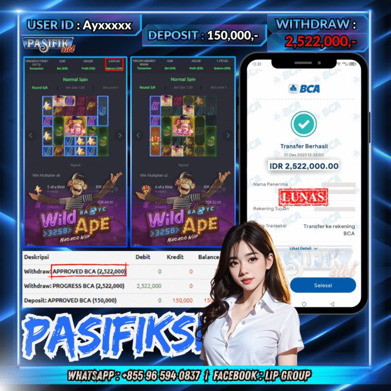 PASIFIKSLOT JACKPOT WILD APE Rp.,2,522,000,- LUNAS!