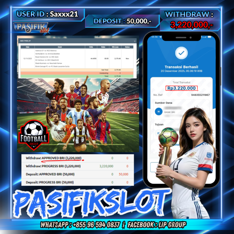 PASIFIKSLOT JACKPOT  MIX PARLAY Rp.3,220,000,-LUNAS!
