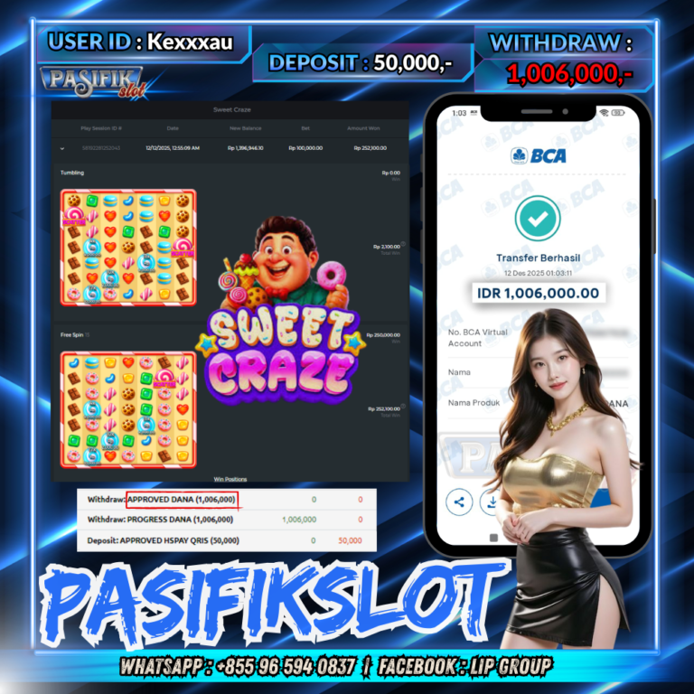 PASIFIKSLOT JACKPOT SWEET CRAZE Rp.1,006,000,-LUNAS!