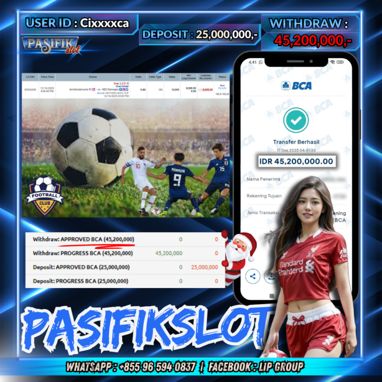 PASIFIKSLOT JACKPOT SPORT – SOCCER Rp.45,200,000,-LUNAS!