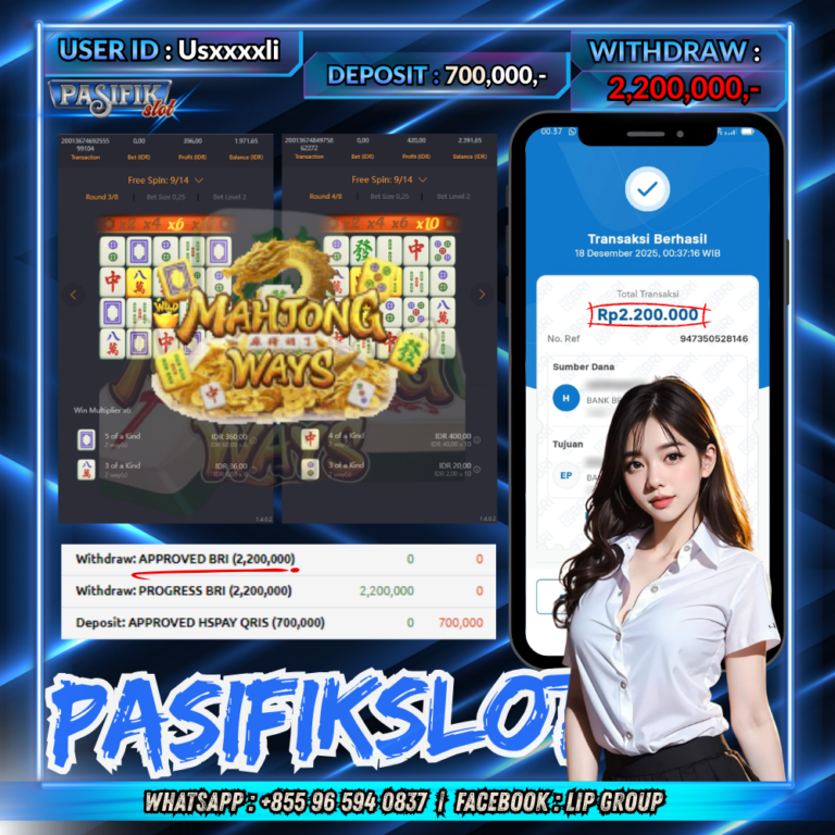 PASIFIKSLOT JACKPOT MAHJONG WAYS  Rp.2,200,000,-LUNAS!