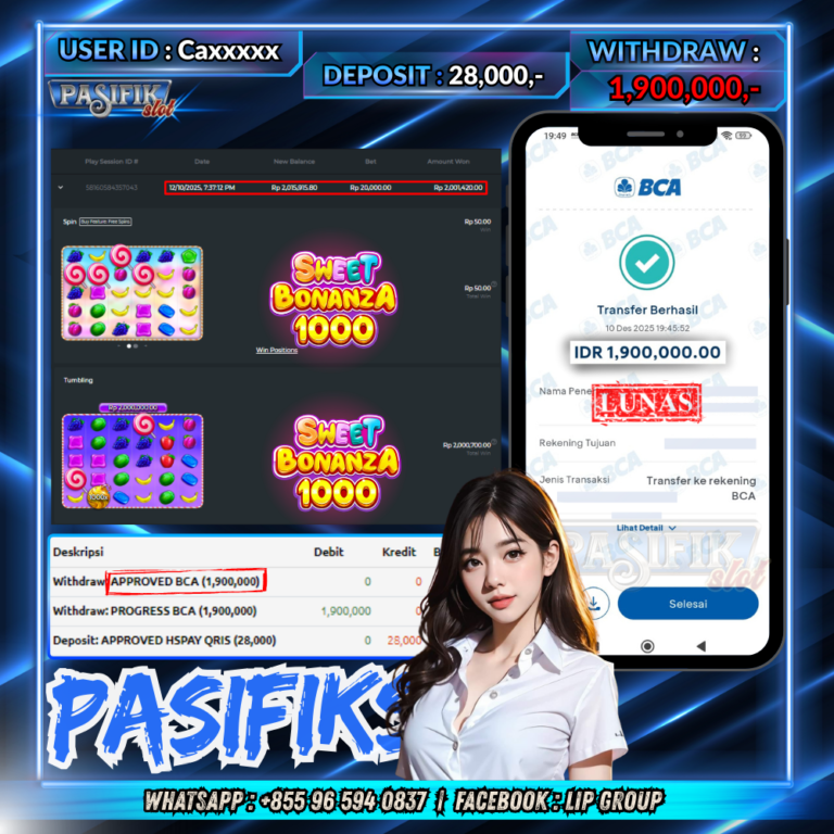 PASIFIKSLOT JACKPOT SWEET BONANZA 1000 Rp.1,900,000,-LUNAS!