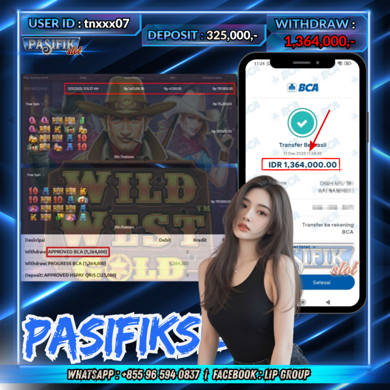 PASIFIKSLOT JACKPOT WILD WEST GOLD Rp.1,364,000,-LUNAS!