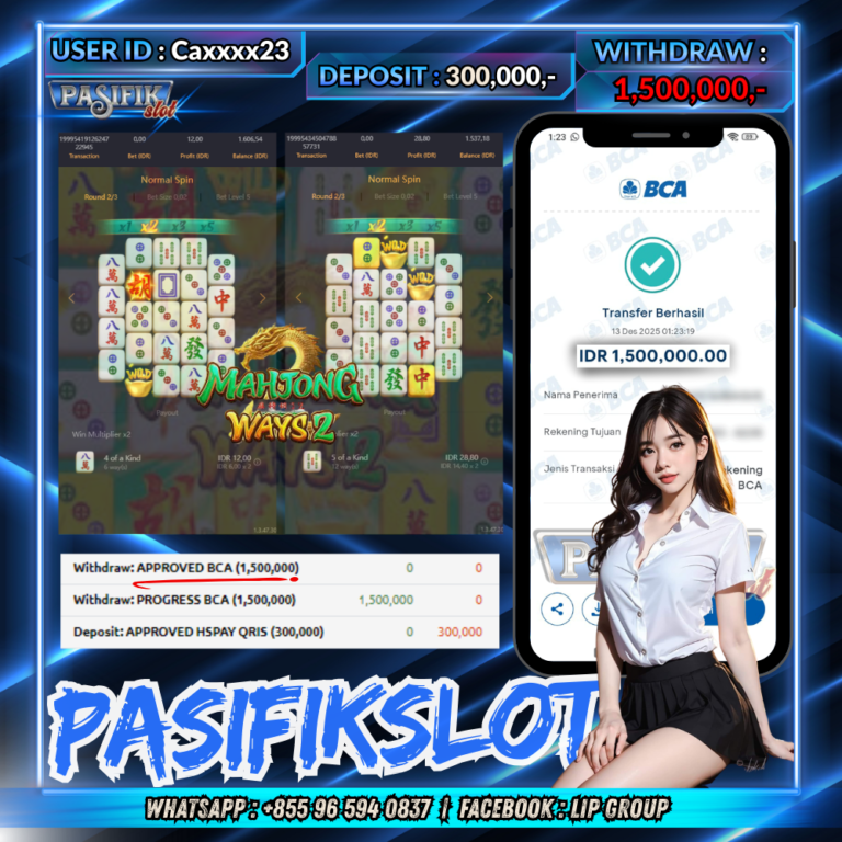 PASIFIKSLOT JACKPOT MAHJONG WAYS 2 Rp.1,500,000,-LUNAS!