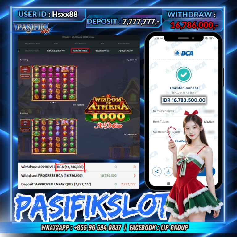 PASIFIKSLOT JACKPOT WISDOM OF ATHENA 1000 XMAS  Rp.16,786,000,-LUNAS!
