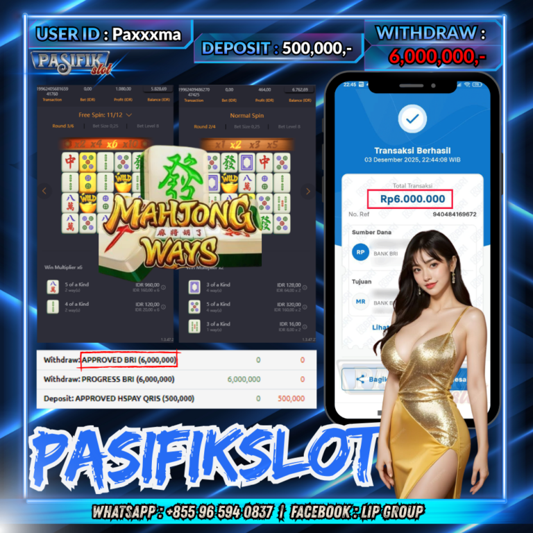 PASIFIKSLOT JACKPOT MAHJONG WAYS Rp.6,000,000,-LUNAS!