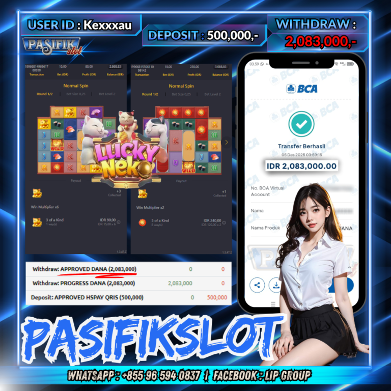 PASIFIKSLOT JACKPOT LUCKY NEKO Rp.2,083,000,-LUNAS!