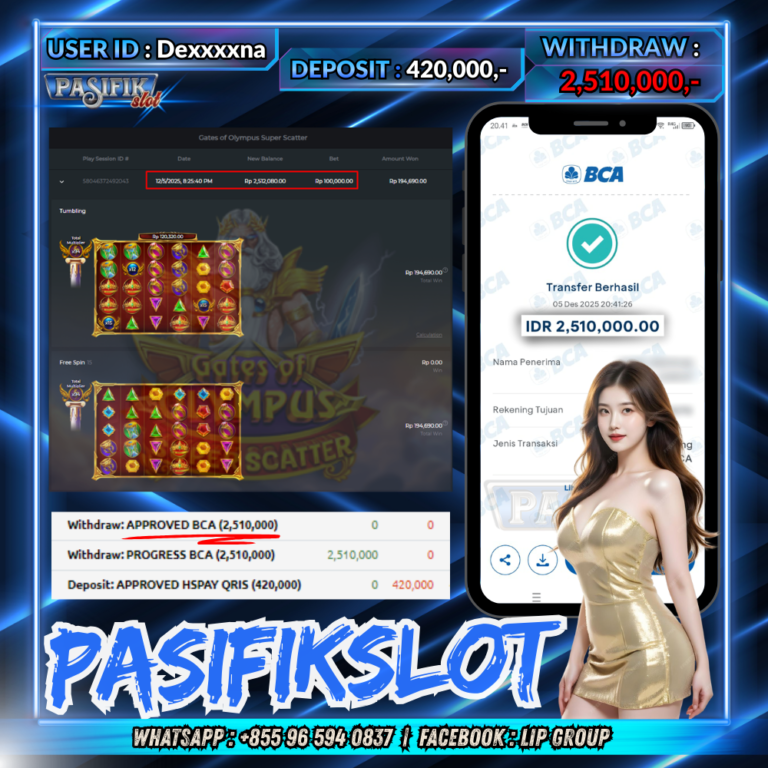 PASIFIKSLOT JACKPOT GATE OF OLYMPUS SUPER SCATTER Rp.2,510,000,-LUNAS!